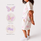 Baby girl cotton 2-piece outfit set / butterfly
