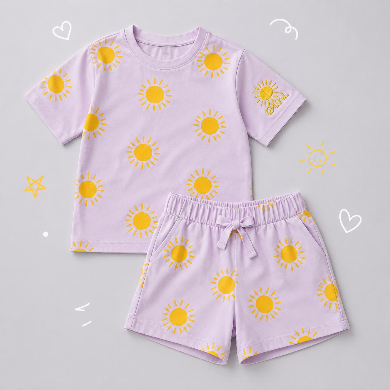 baby girls cotton 2-piece outfit set / sun