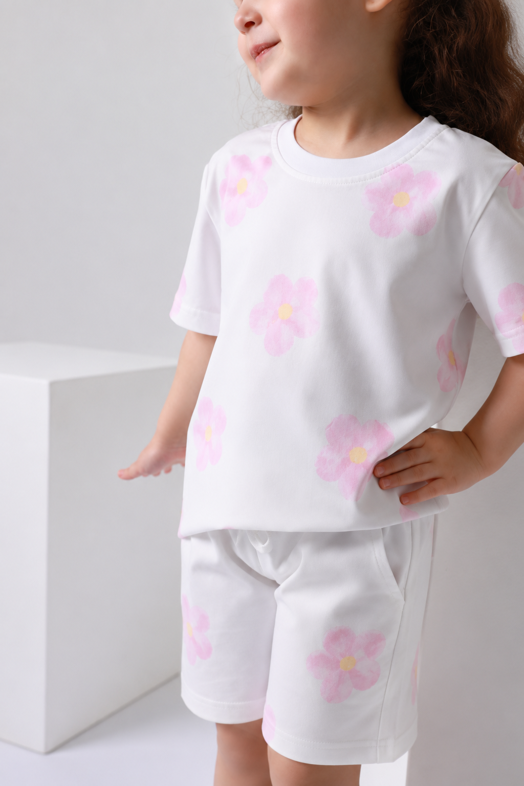 baby girls cotton 2-piece outfit set / flower