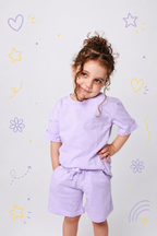 Baby girl cotton 2-piece outfit set / light purple