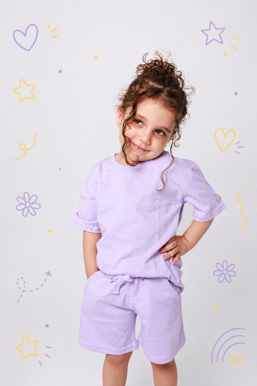 Baby girl cotton 2-piece outfit set / light purple