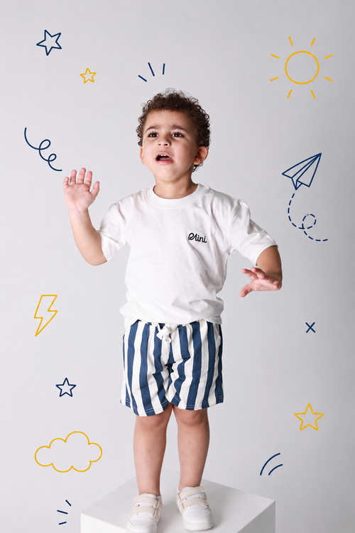 Baby boy cotton 2-piece outfit set / blue