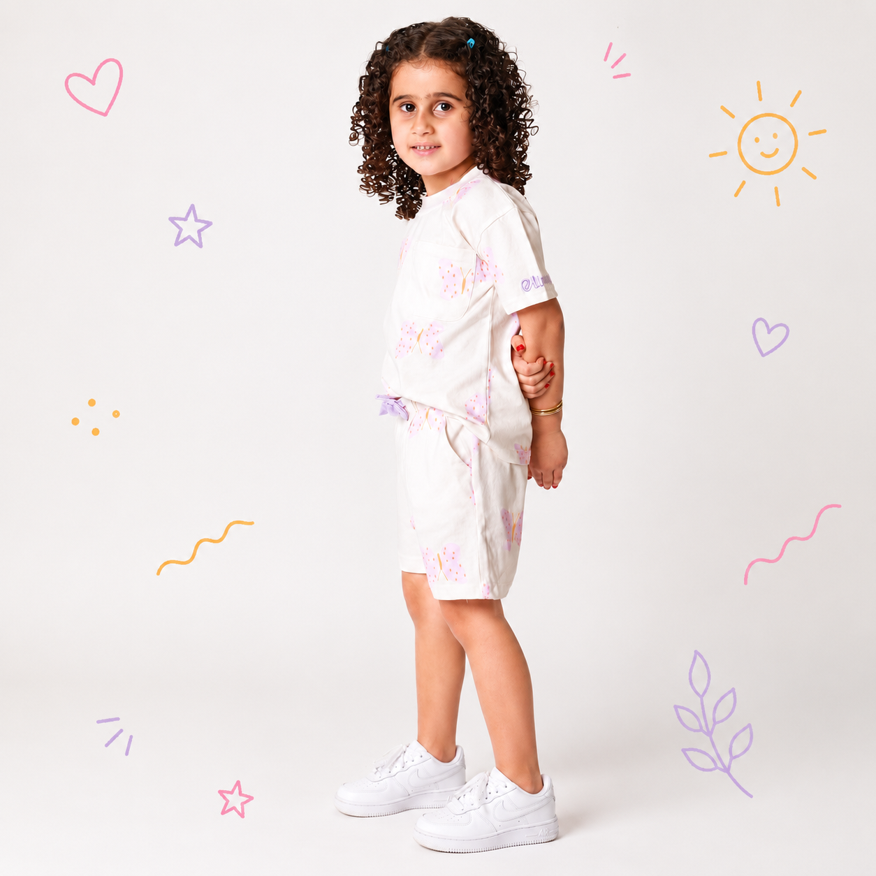 Baby girl cotton 2-piece outfit set / butterfly