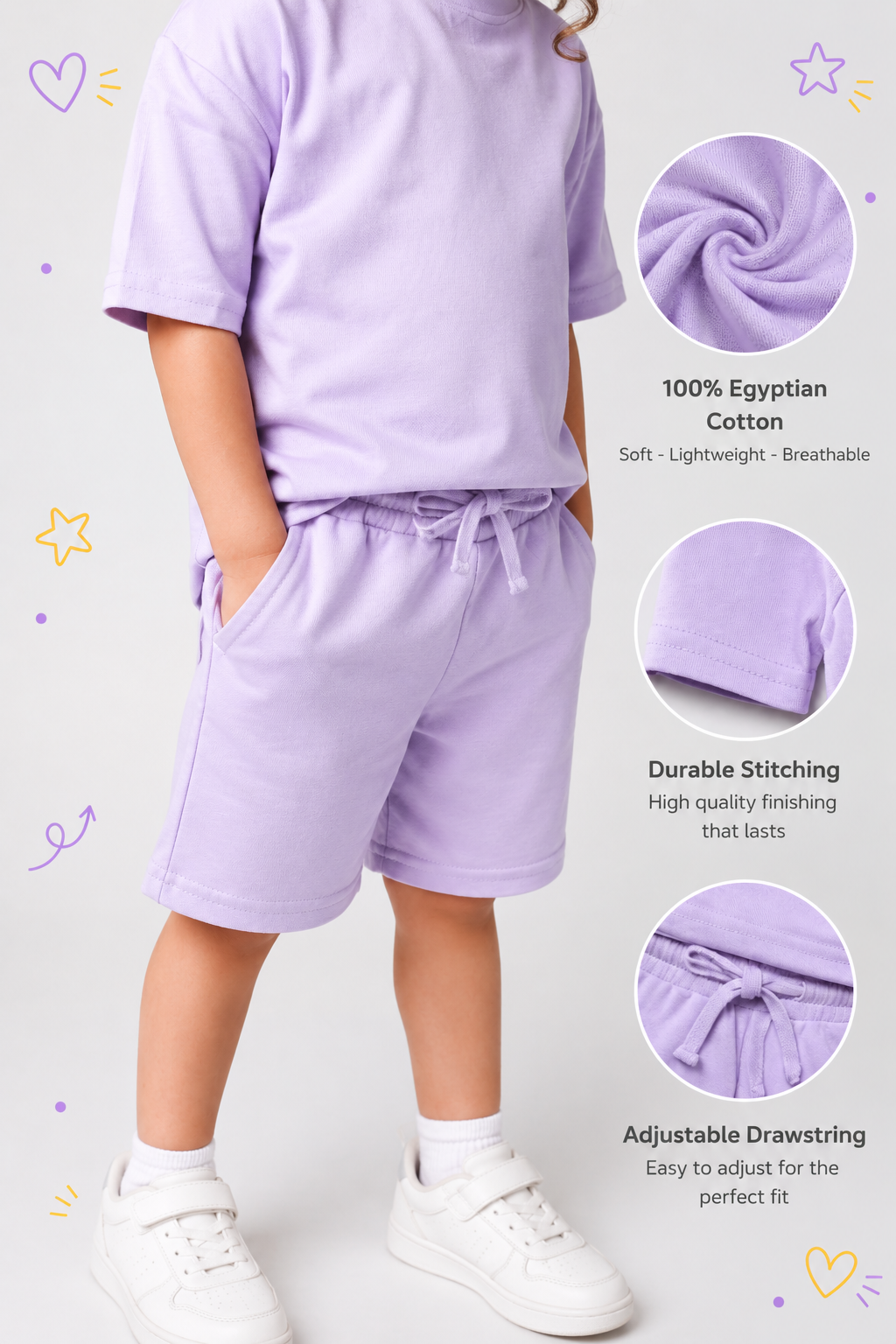Baby girl cotton 2-piece outfit set / light purple