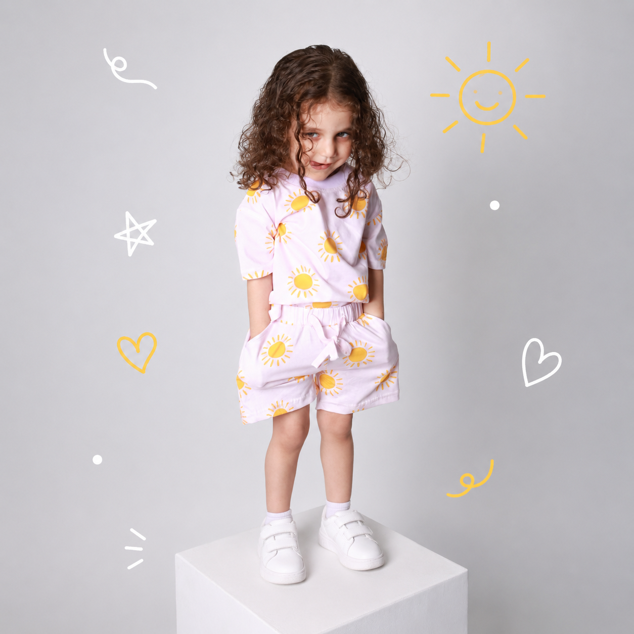 baby girls cotton 2-piece outfit set / sun