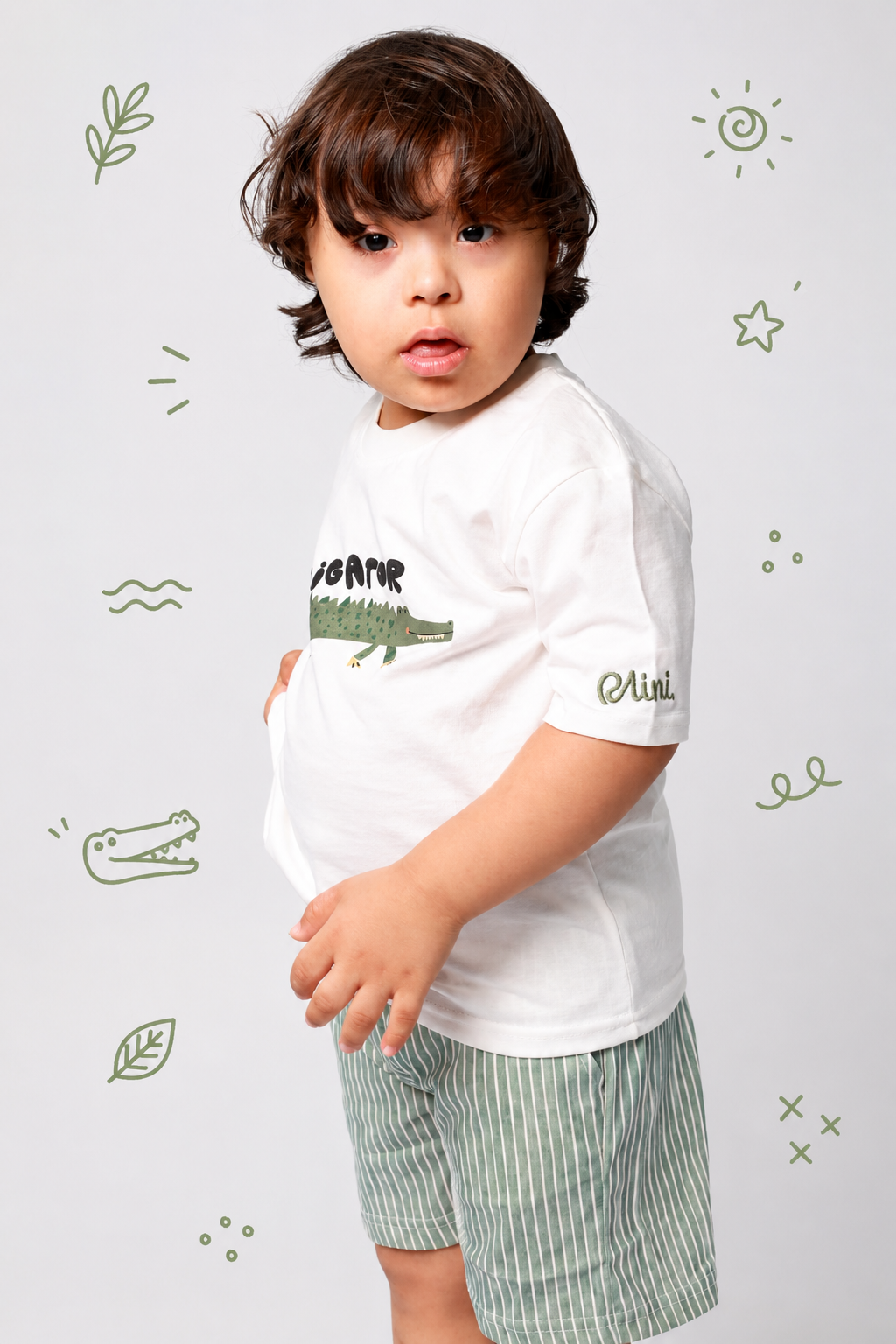 Baby boy cotton 2-piece outfit set / green