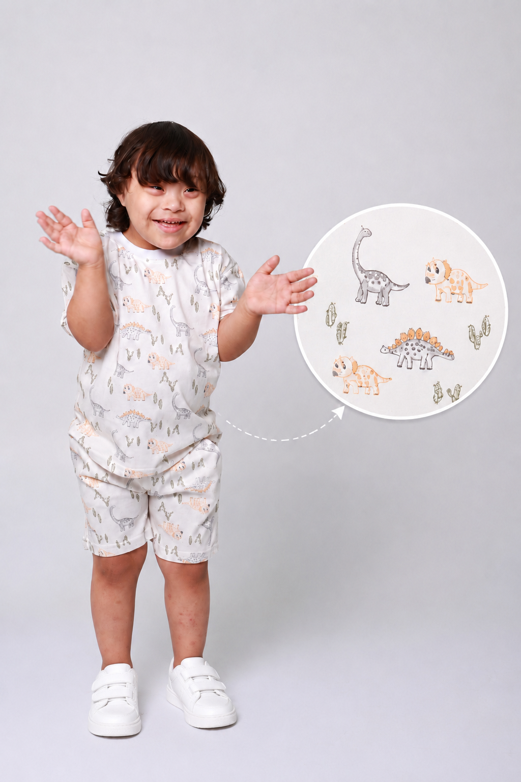 Baby boy cotton 2-piece outfit set / white