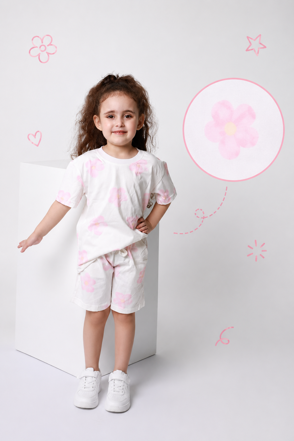 baby girls cotton 2-piece outfit set / flower