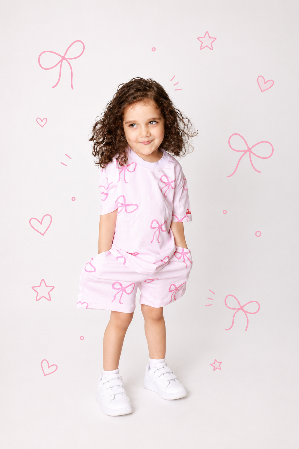 Baby girl cotton 2-piece outfit set / pink