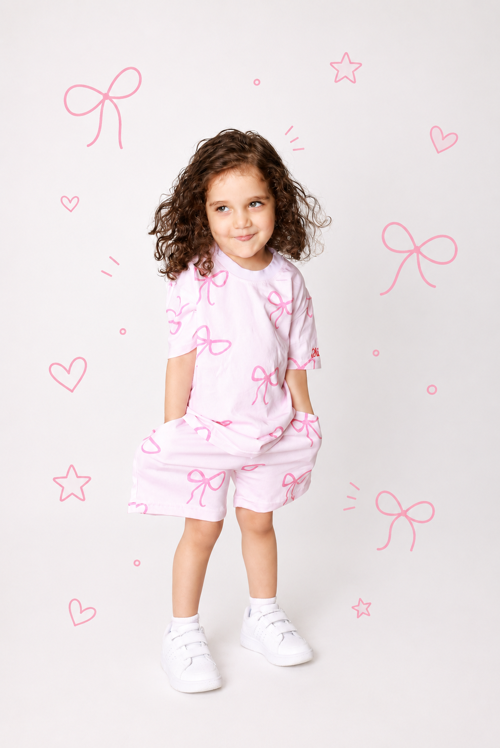 Baby girl cotton 2-piece outfit set / pink