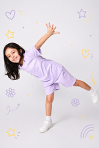Baby girl cotton 2-piece outfit set / light purple