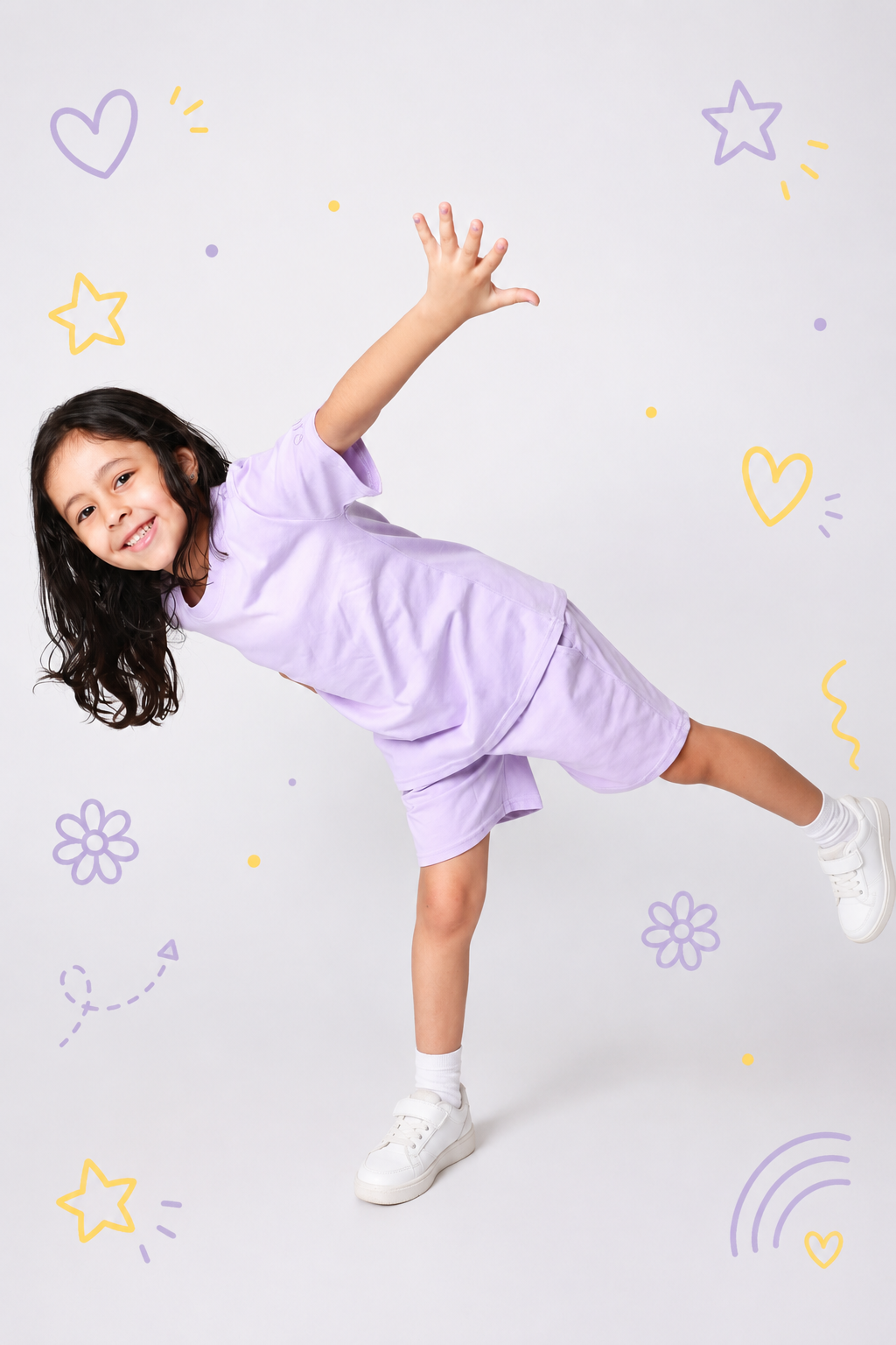 Baby girl cotton 2-piece outfit set / light purple