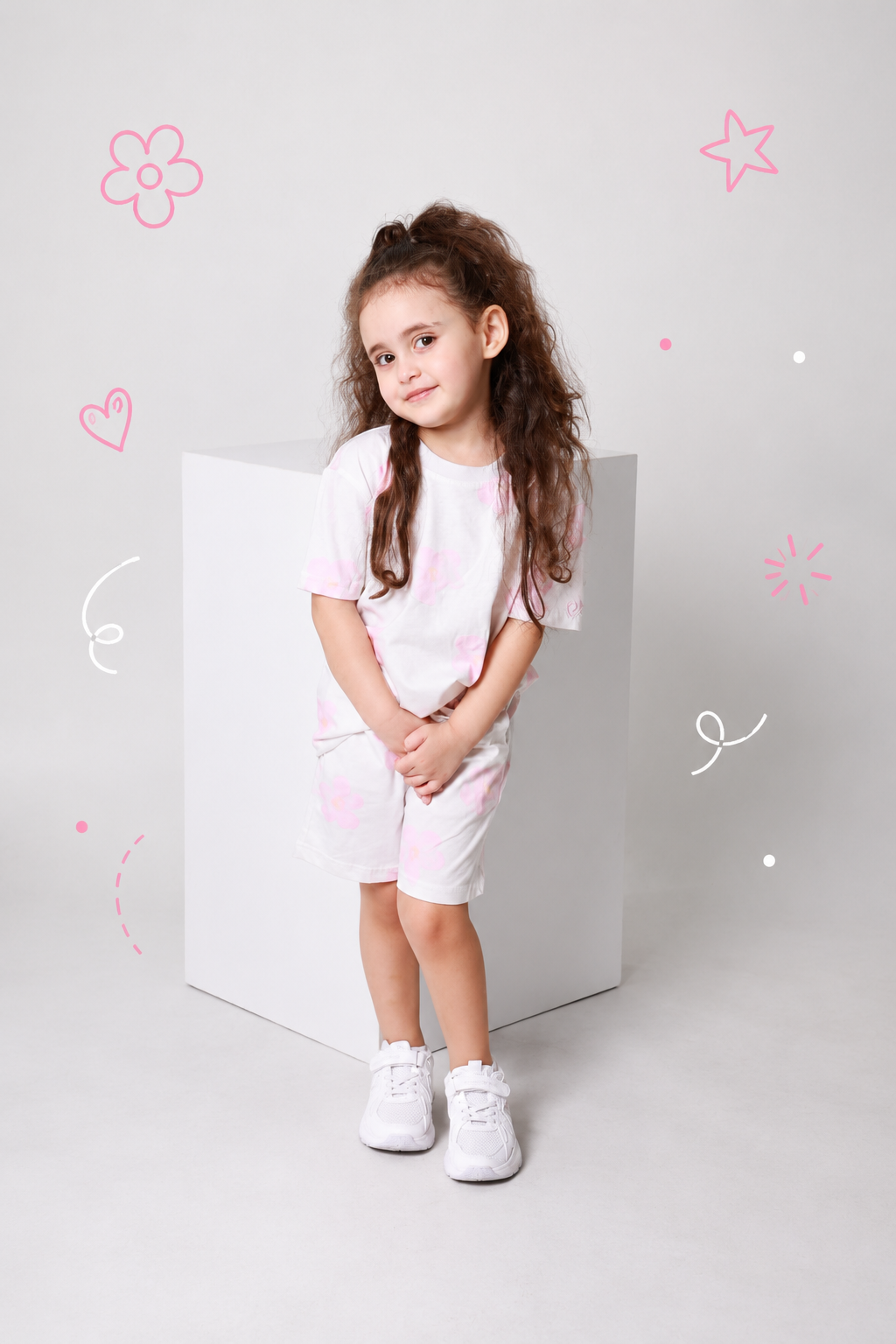 baby girls cotton 2-piece outfit set / flower