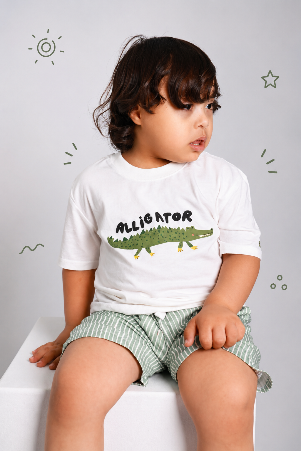 Baby boy cotton 2-piece outfit set / green