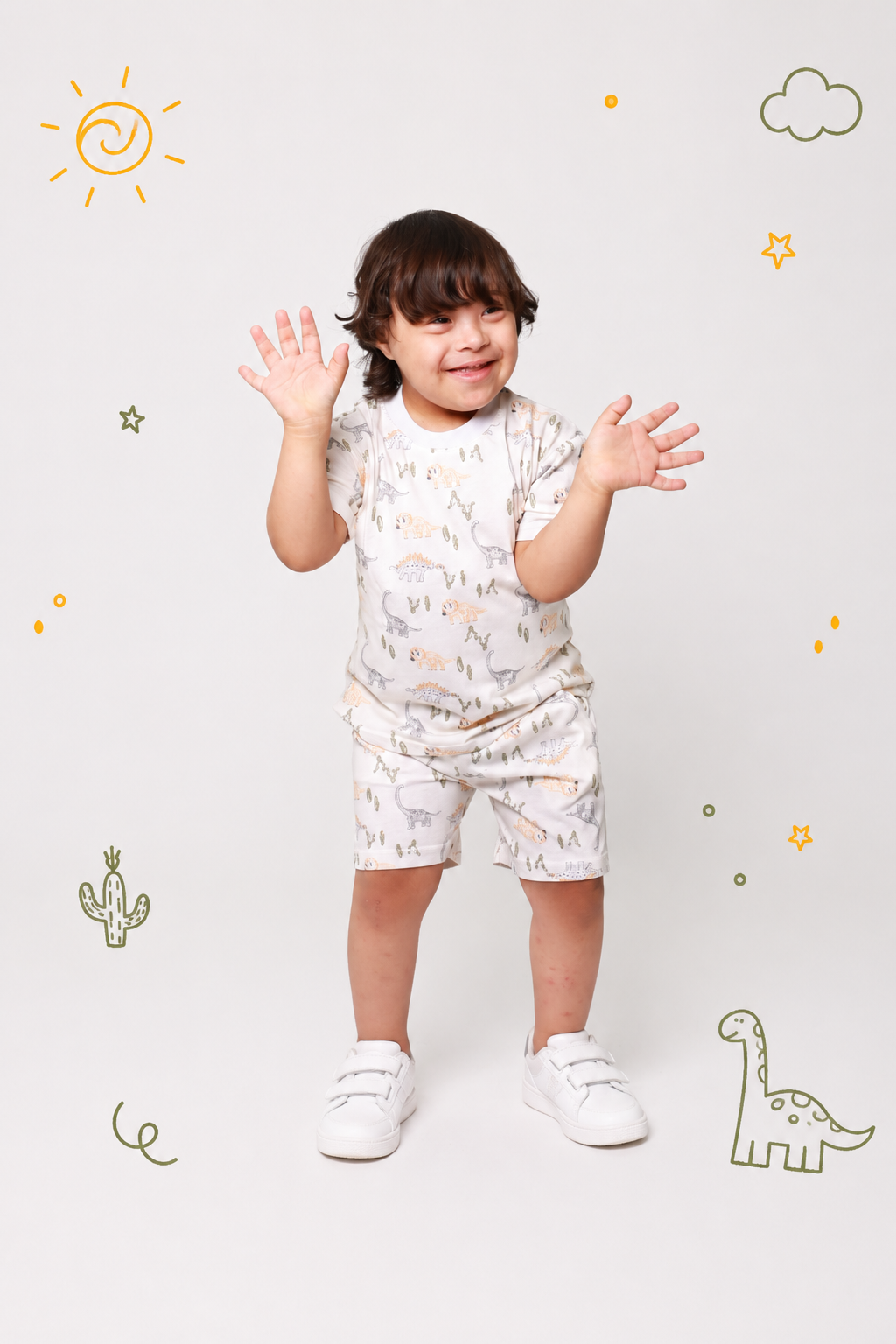 Baby boy cotton 2-piece outfit set / white