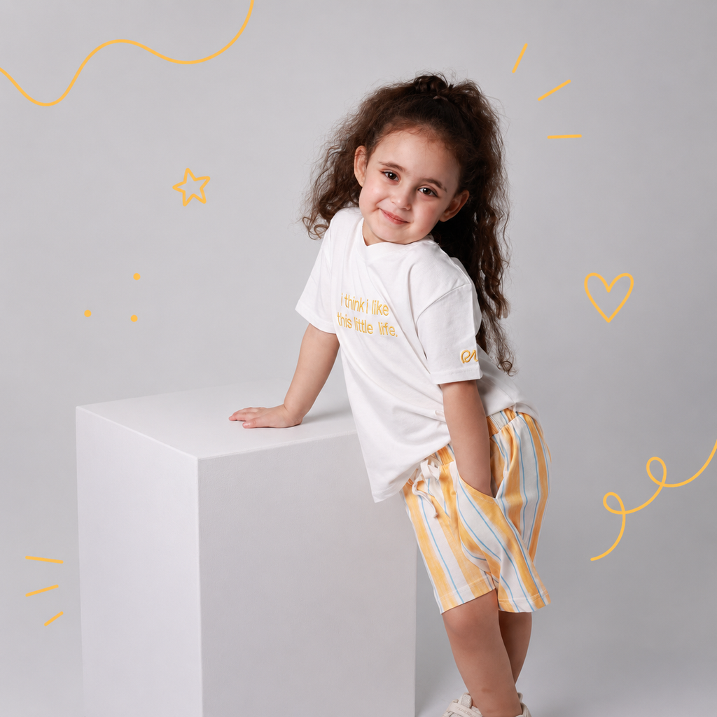 Unisex cotton 2-piece outfit set / yellow