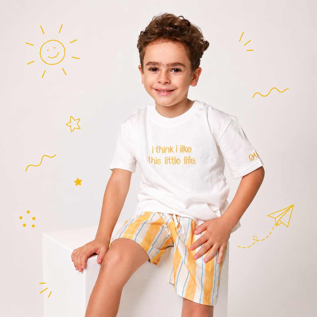 Unisex cotton 2-piece outfit set / yellow