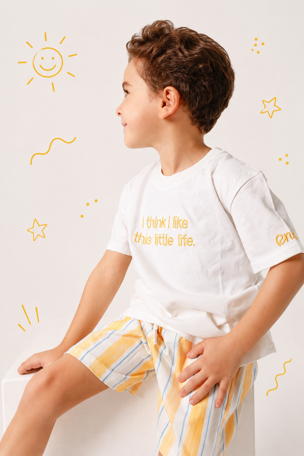 Unisex cotton 2-piece outfit set / yellow