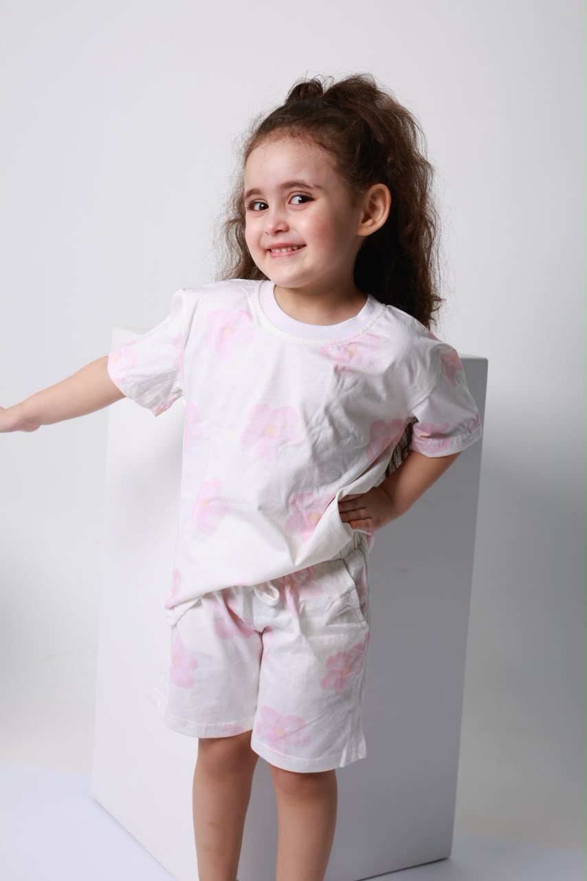 baby girls cotton 2-piece outfit set / flower