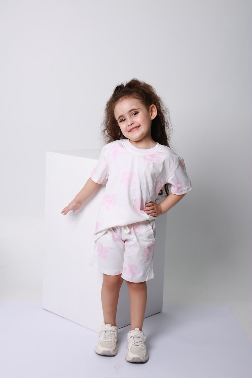 baby girls cotton 2-piece outfit set / flower