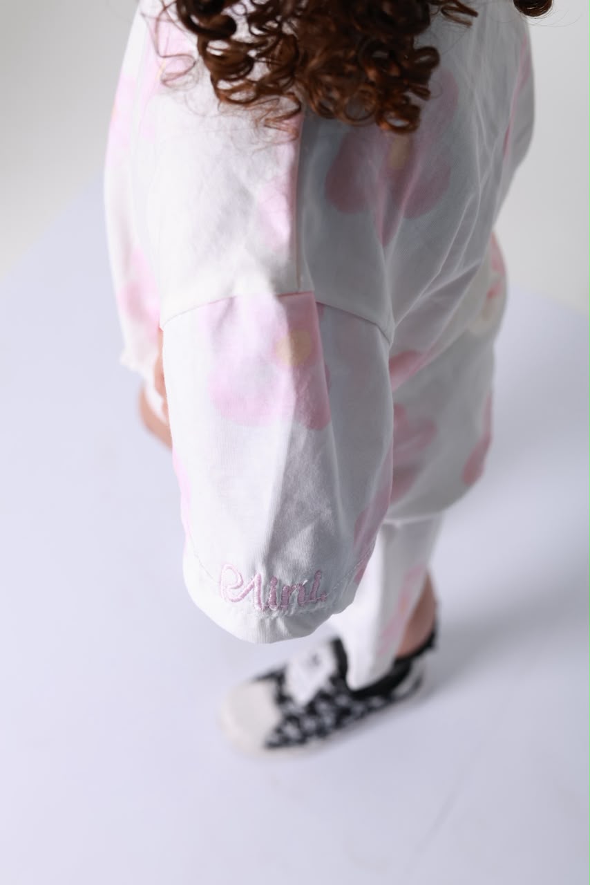 baby girls cotton 2-piece outfit set / flower