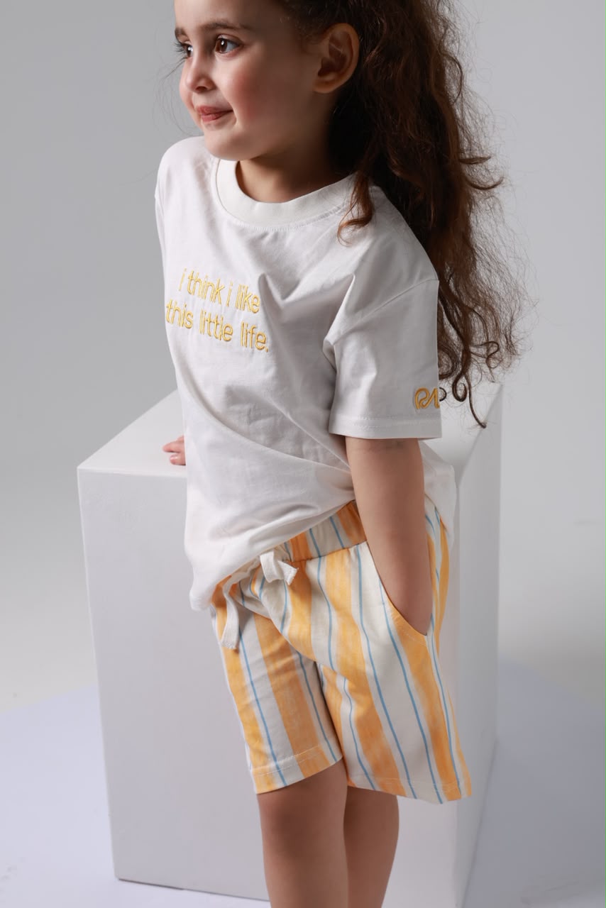Unisex cotton 2-piece outfit set / yellow