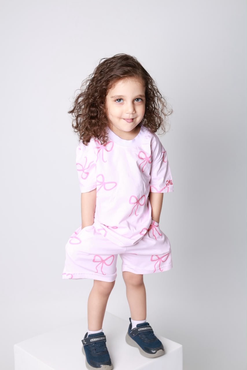 Baby girl cotton 2-piece outfit set / pink