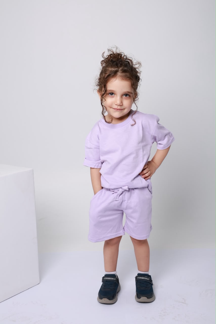 Baby girl cotton 2-piece outfit set / light purple