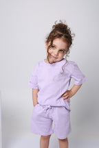 Baby girl cotton 2-piece outfit set / light purple