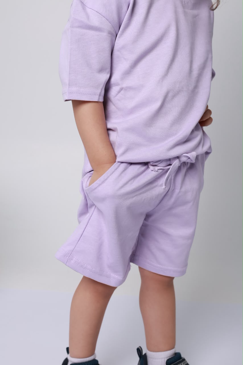 Baby girl cotton 2-piece outfit set / light purple