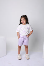 Baby girl cotton 2-piece outfit set / lavender