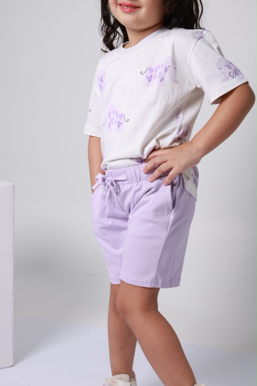 Baby girl cotton 2-piece outfit set / lavender