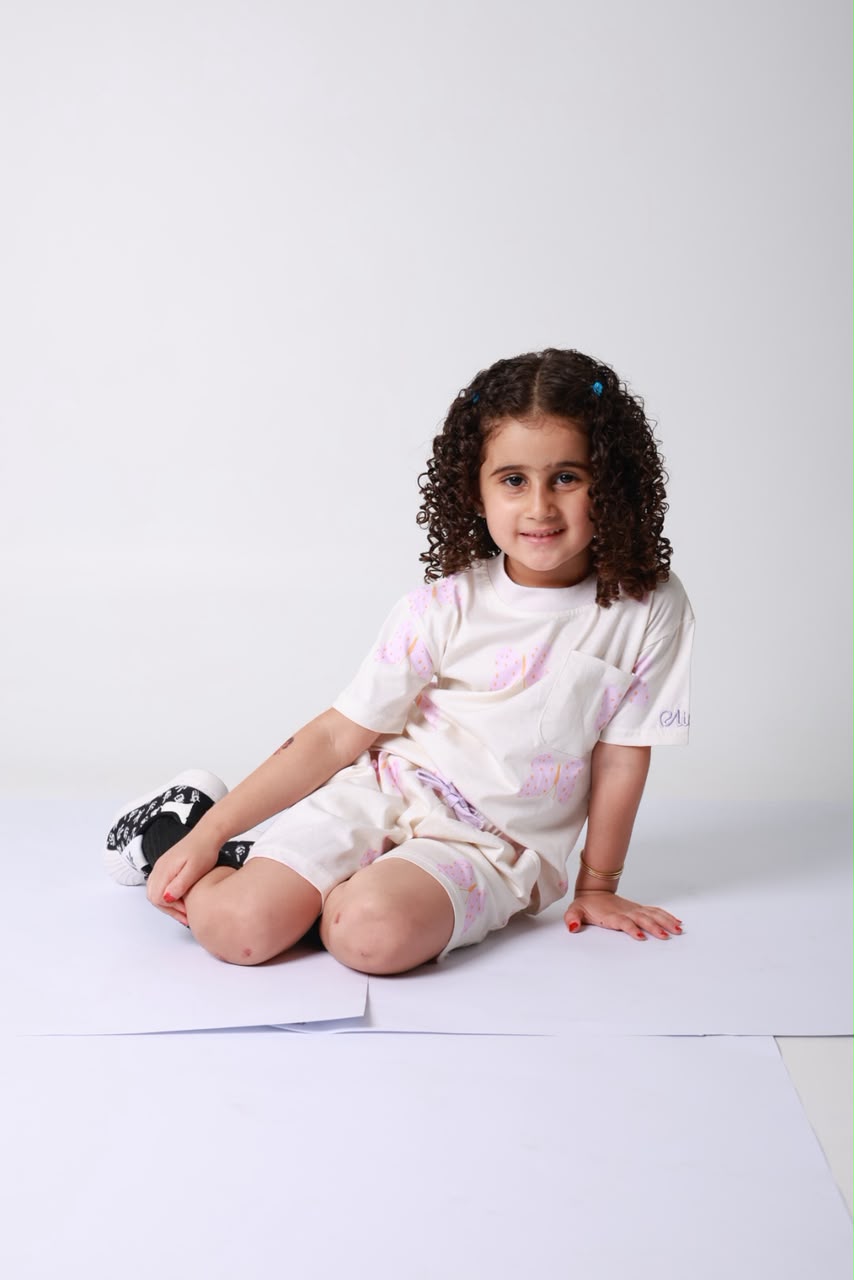 Baby girl cotton 2-piece outfit set / butterfly
