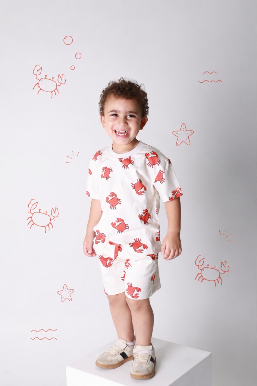 Baby boy cotton 2-piece outfit set / orange