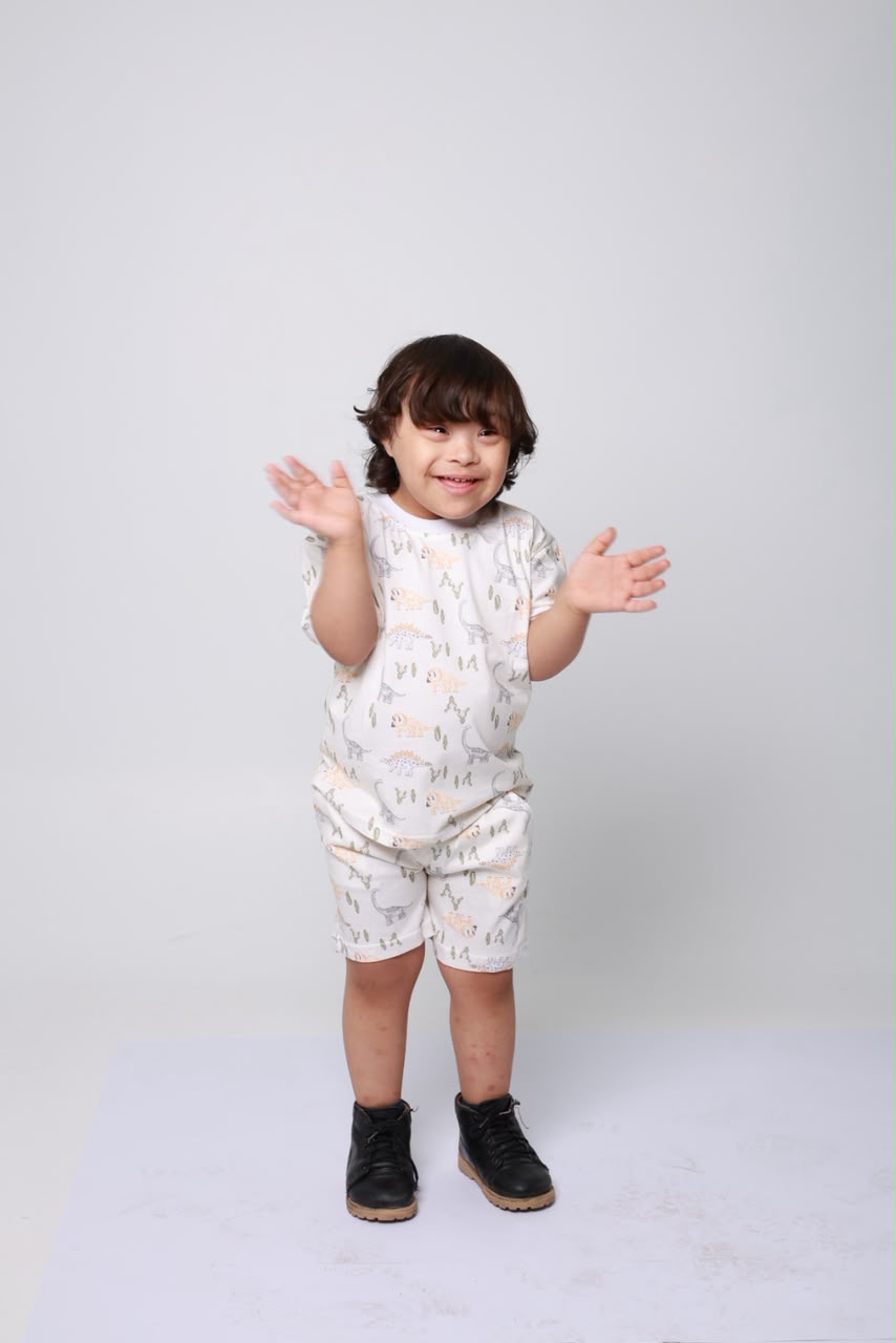 Baby boy cotton 2-piece outfit set / white