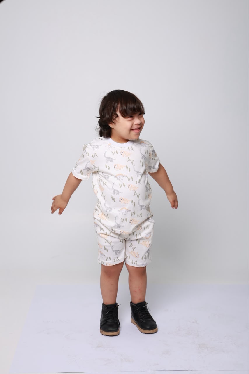 Baby boy cotton 2-piece outfit set / white