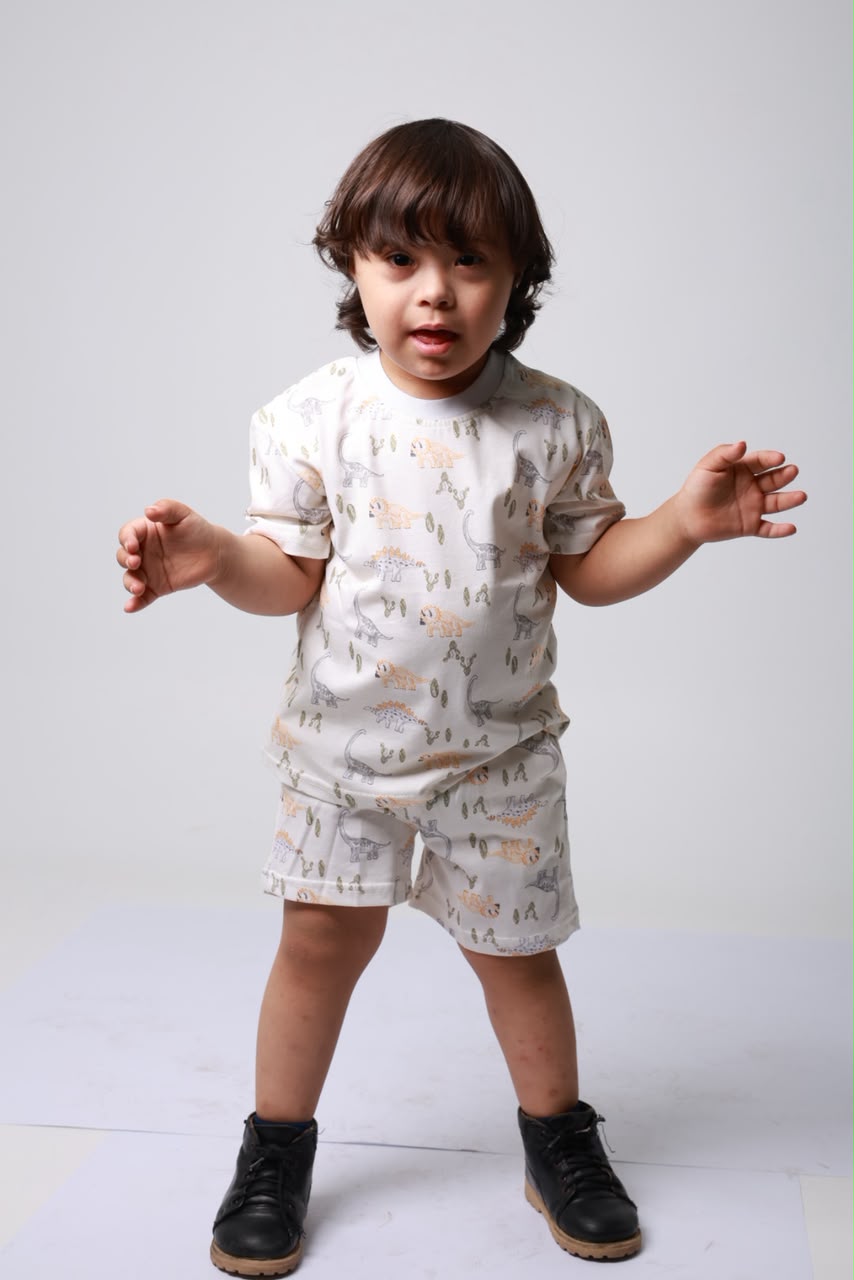 Baby boy cotton 2-piece outfit set / white