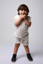 Baby boy cotton 2-piece outfit set / white